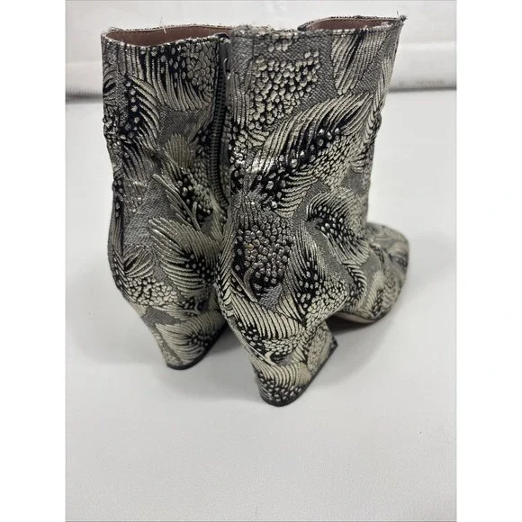 Dries Van Noten Brocade Cap-Toe 80mm Bootie silver‎ and black brocade pattern 36 - Picture 4 of 8